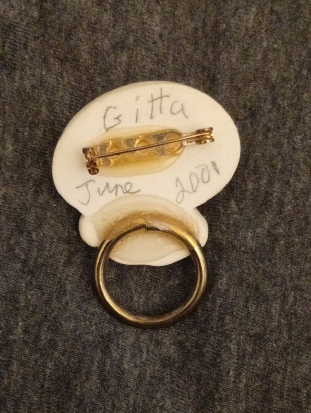 Ivory Mushroom Pin - Cute Accessory - Picture 2 of 3